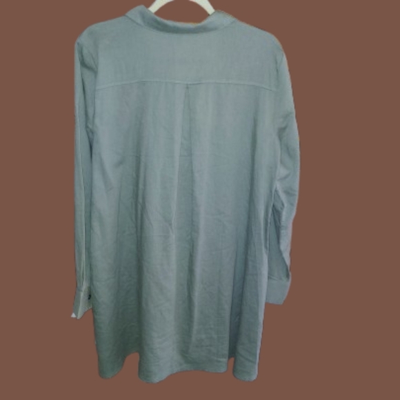 New Cond. Eileen Fisher Organic Cotton Tunic Dress Sage Green  Long Sleeve Mediu - Picture 2 of 7